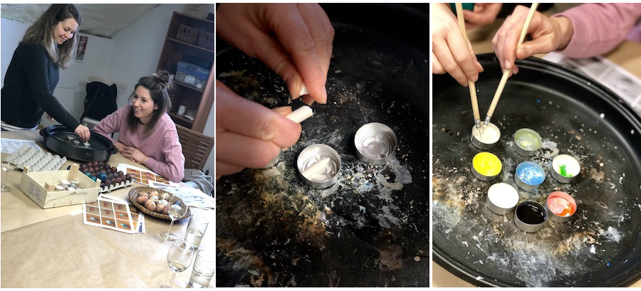 Wie kann man bunte Wachsmalkreiden verwenden? Ostereier bemalen!
